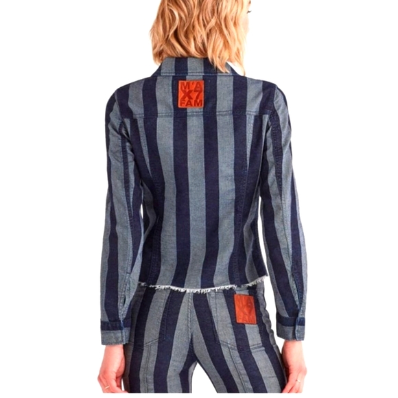 NWT 7 FOR ALL MANKIND x MARQUES ALMEIDA Linen Cotton Striped Denim Crop Jacket - Picture 2 of 10